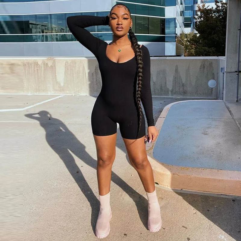 Curve Envy Ribbed Long Sleeve Romper