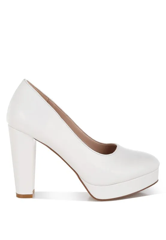 Damsor Faux Leather Block Heel Pumps