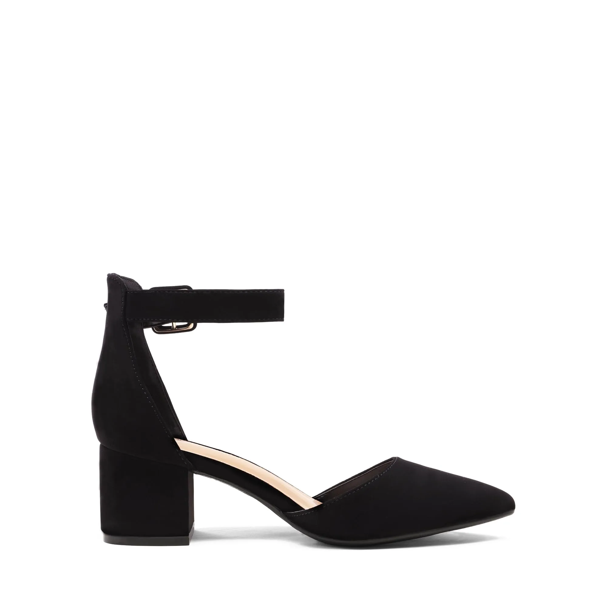 DREAM PAIRS Womens Low Heel Pump Shoes, Black/Nubuck - 8 (Annee)