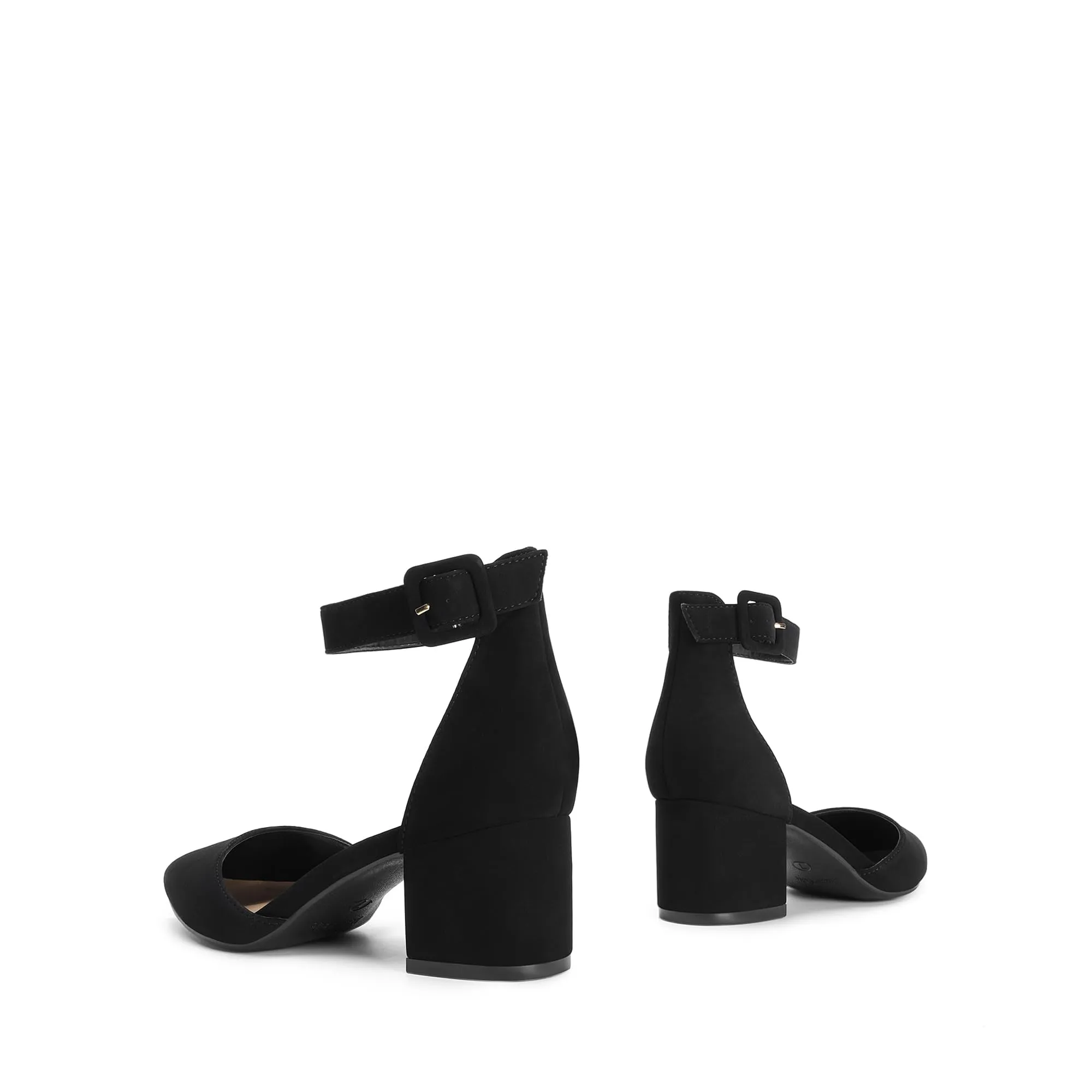 DREAM PAIRS Womens Low Heel Pump Shoes, Black/Nubuck - 8 (Annee)