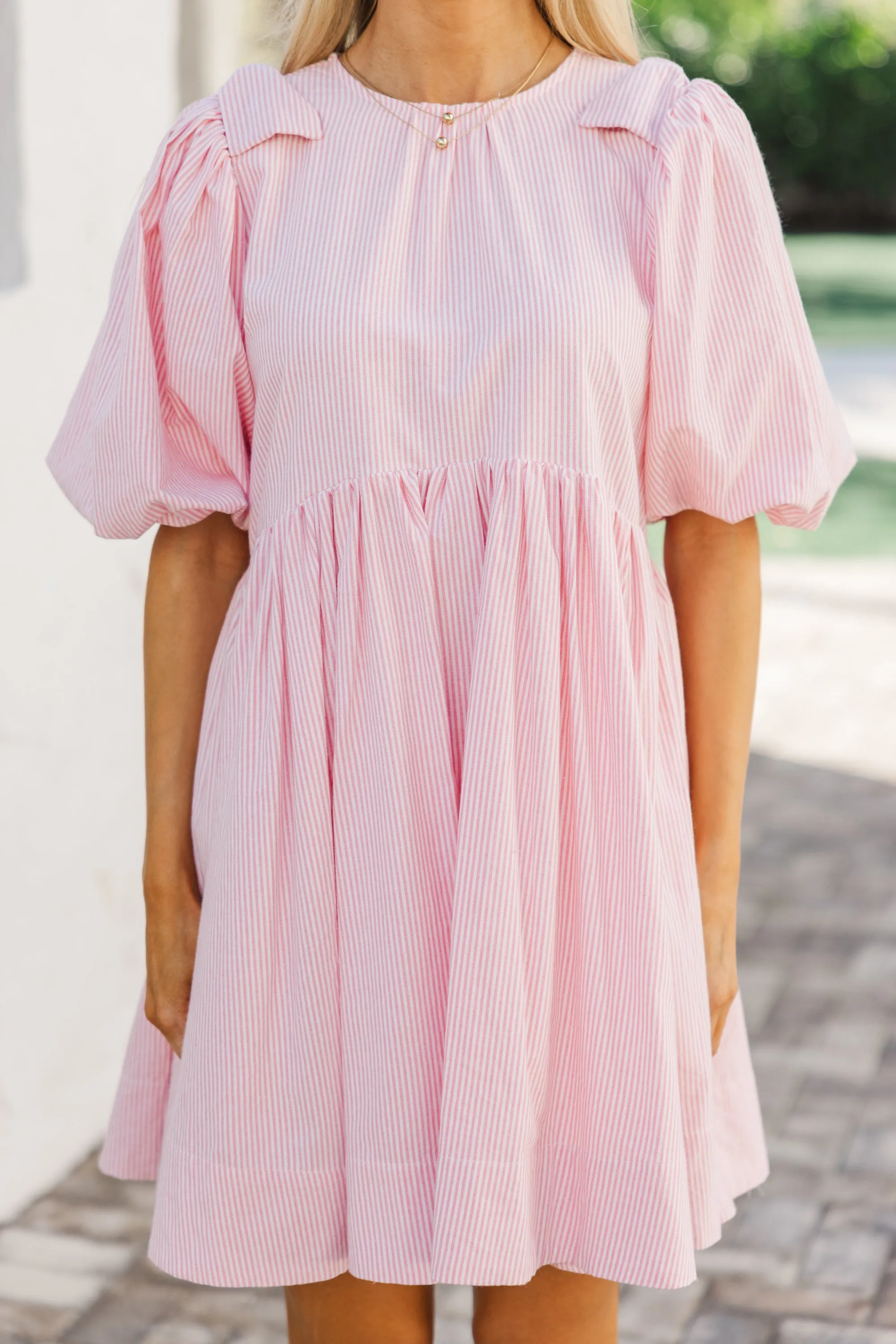 Dreaming Of The Day Pink Striped Babydoll Dress