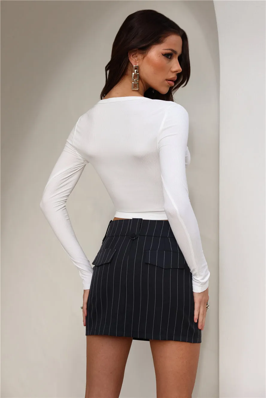 Easy Ribbed Long Sleeve Crop Top White
