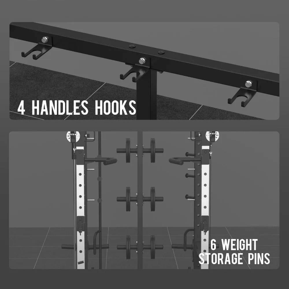 EonfitOmni® E5 Multi-Function Smith Machine with 360° Adjustable Free-Motion Arms Cable Crossover System and Squat Rack for Home Gym