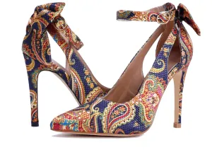 Fashare Womens High Heels Bow Tie Back Sexy Stiletto Ankle Strap Wedding Dress Pumps Shoes (A-Multicolor, Numeric_7)