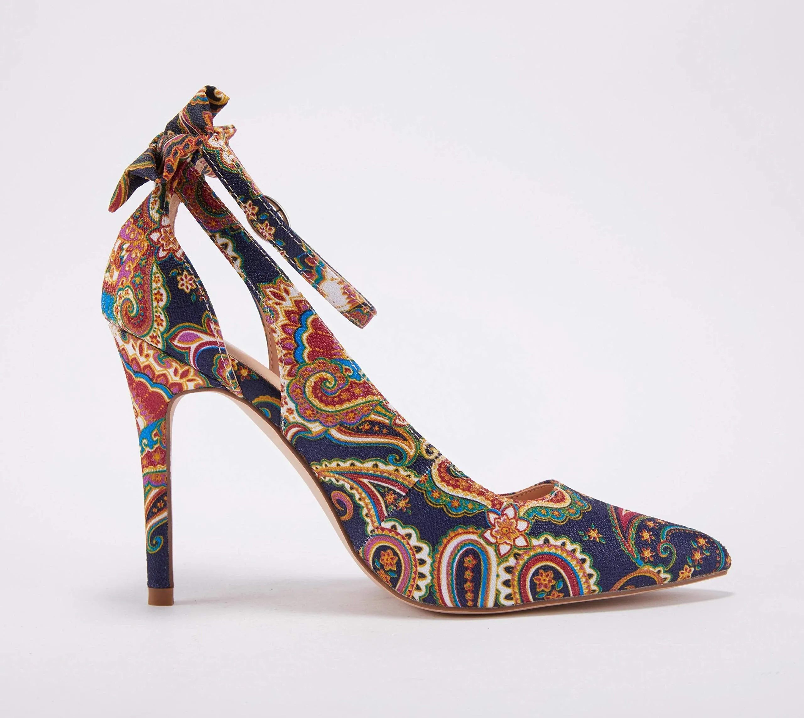 Fashare Womens High Heels Bow Tie Back Sexy Stiletto Ankle Strap Wedding Dress Pumps Shoes (A-Multicolor, Numeric_7)
