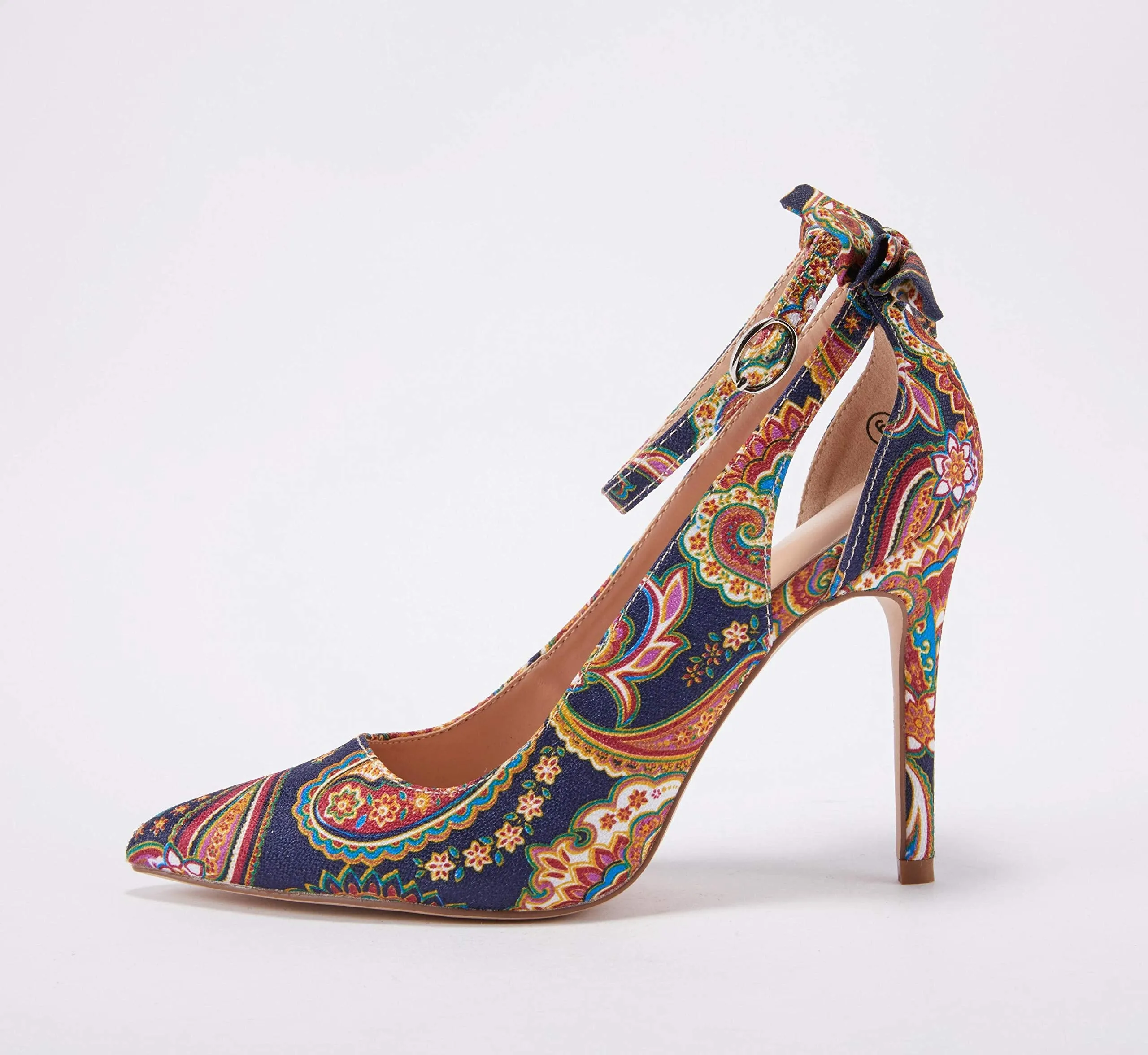 Fashare Womens High Heels Bow Tie Back Sexy Stiletto Ankle Strap Wedding Dress Pumps Shoes (A-Multicolor, Numeric_7)