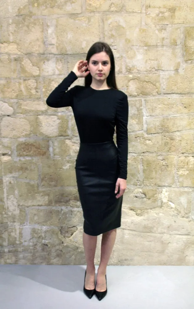 FAUX LEATHER PENCIL SKIRT