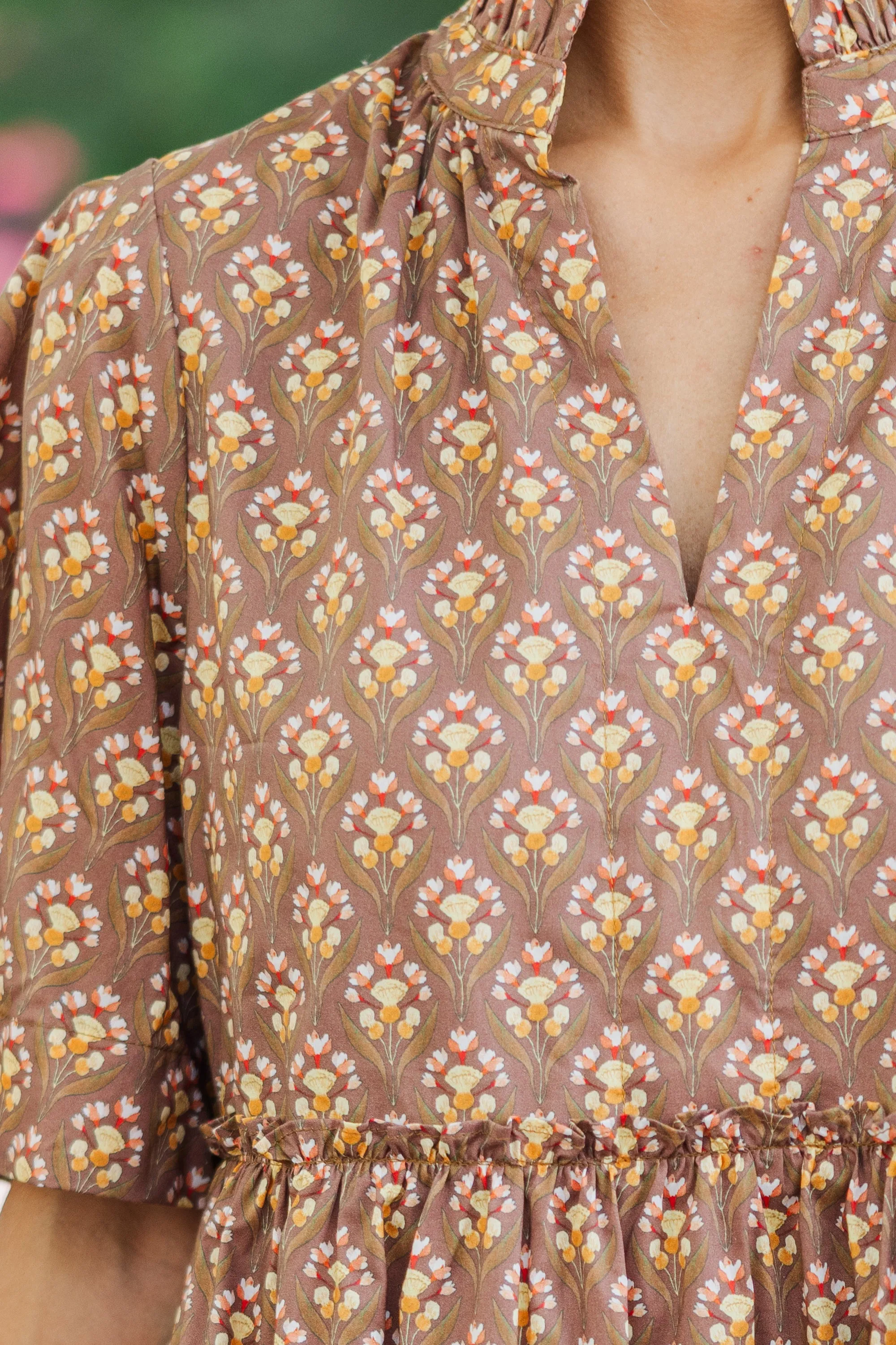 Feeling Your Best Brown Medallion Dress