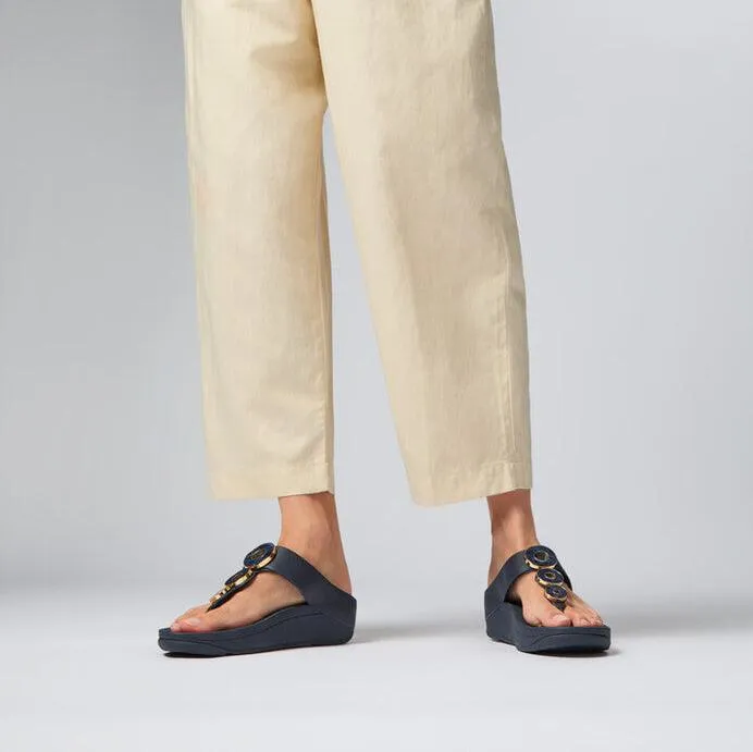 FitFlop Fino Resin-Hoop Leather Toe-Post Sandals