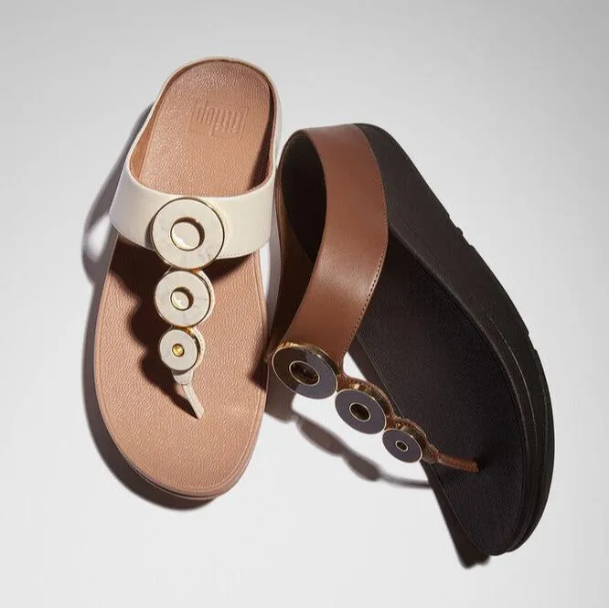 FitFlop Fino Resin-Hoop Leather Toe-Post Sandals