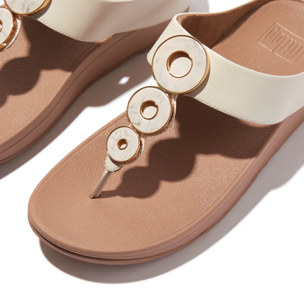 FitFlop Fino Resin-Hoop Leather Toe-Post Sandals