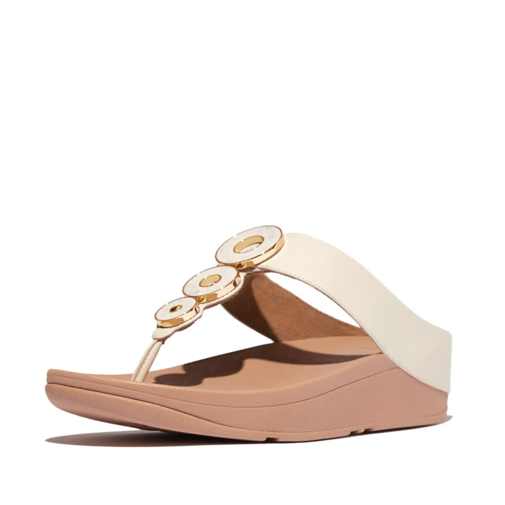 FitFlop Fino Resin-Hoop Leather Toe-Post Sandals