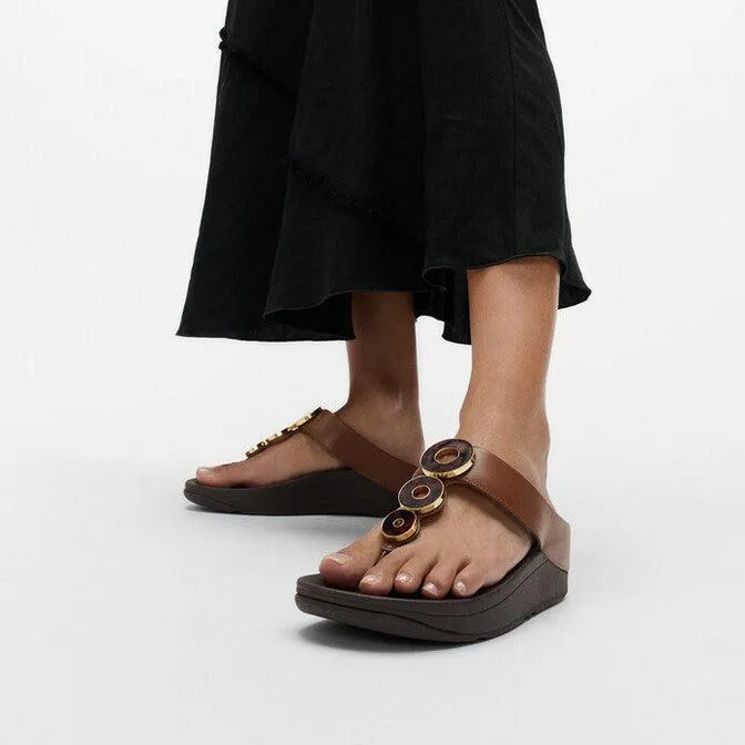 FitFlop Fino Resin-Hoop Leather Toe-Post Sandals