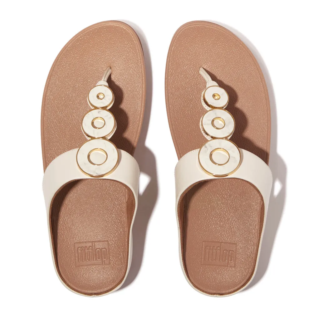 FitFlop Fino Resin-Hoop Leather Toe-Post Sandals