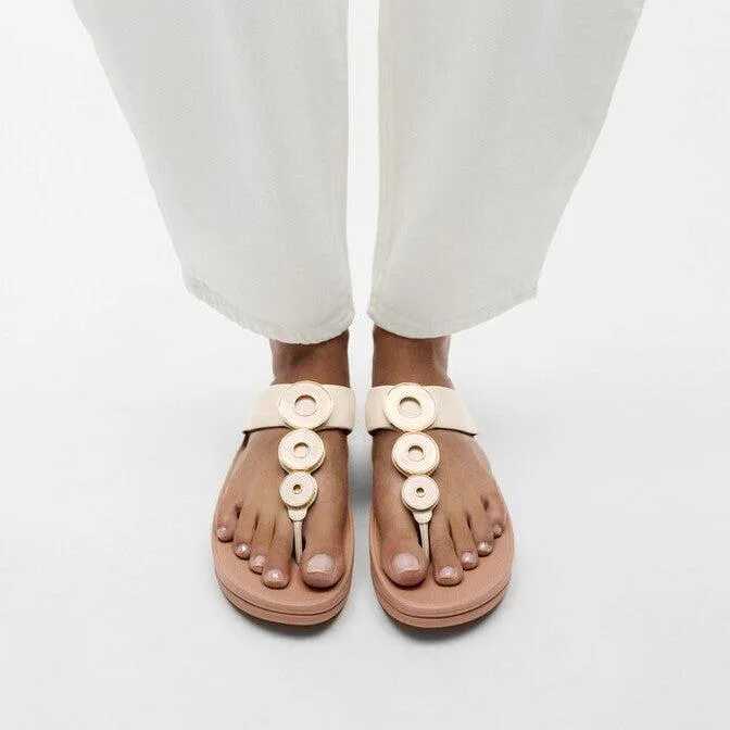 FitFlop Fino Resin-Hoop Leather Toe-Post Sandals