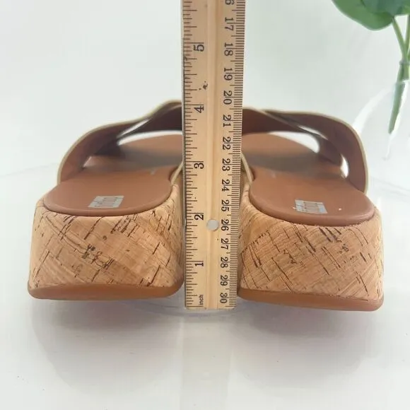 Fitflop Women F-Mode Sandal Sz 7.5 Gold Metallic Slide Flip Flop Flat Comfy Shoe