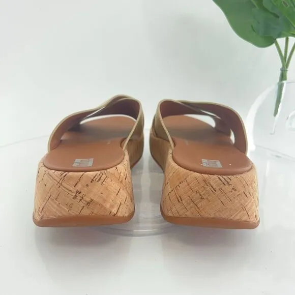 Fitflop Women F-Mode Sandal Sz 7.5 Gold Metallic Slide Flip Flop Flat Comfy Shoe