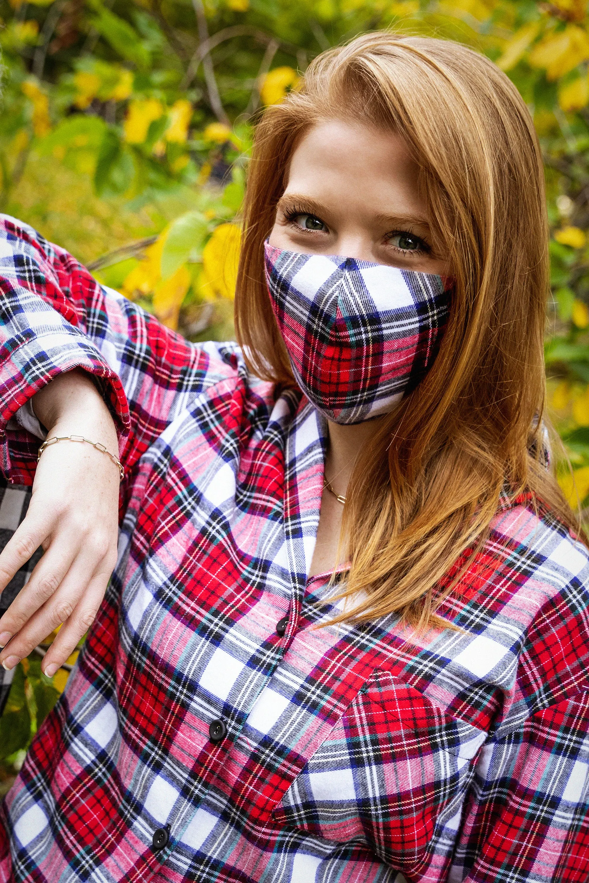 FLANNEL FACE MASK - RED TARTAN
