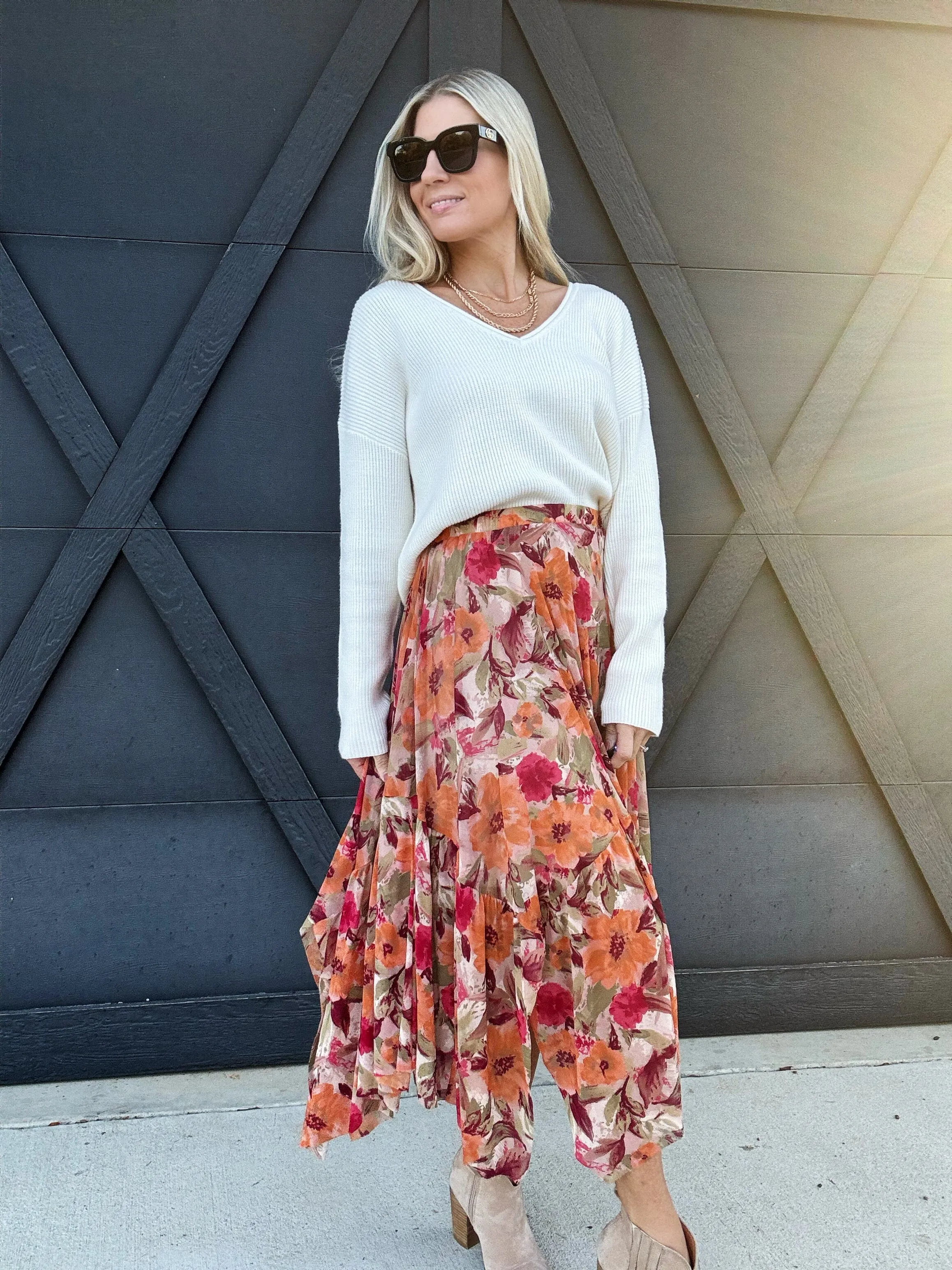 Floral Printed Mesh Ballerina Skirt In Khaki Olive