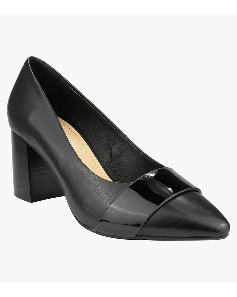 Florsheim Monique Black Block Heel Leather Pumps