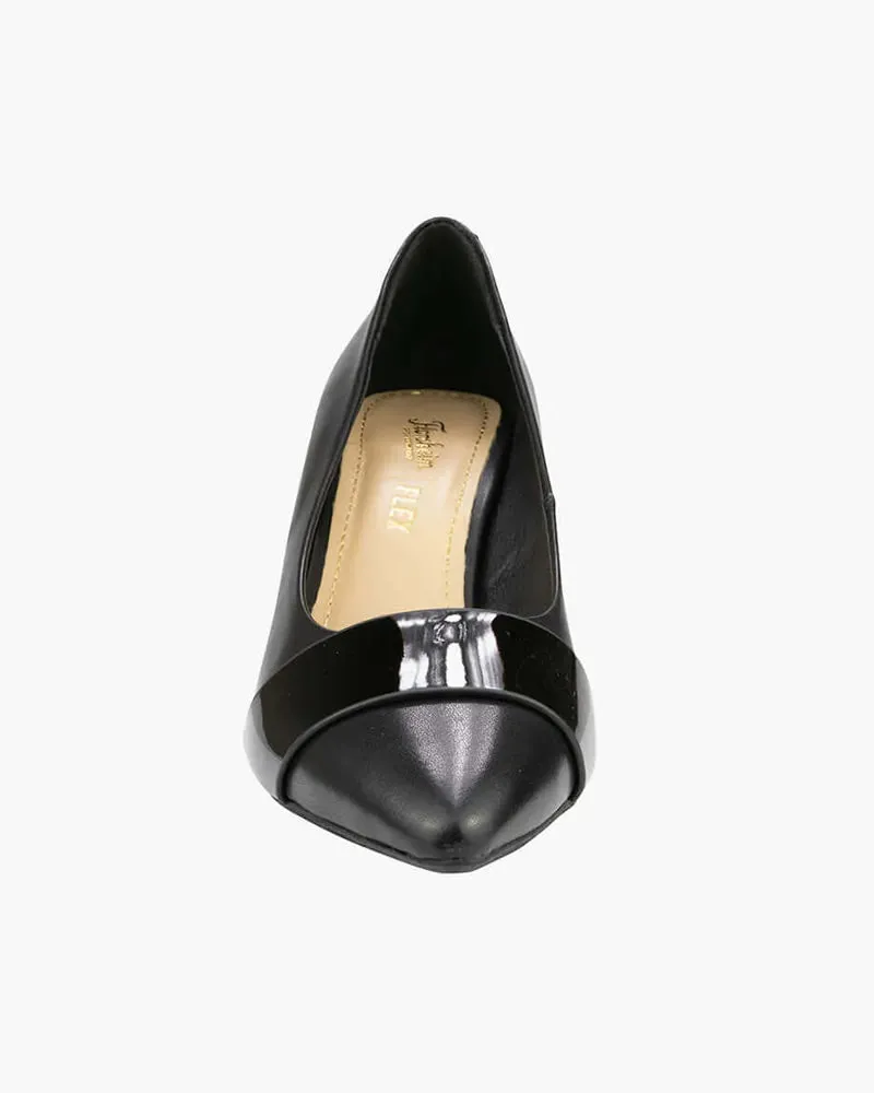 Florsheim Monique Black Block Heel Leather Pumps