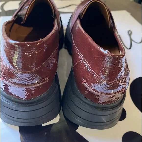 Franco Sarto Balin Burgundy Patent Lug Sole Penny Loafer Size 9 New $40