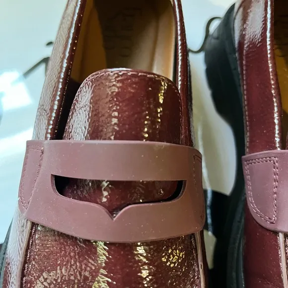 Franco Sarto Balin Burgundy Patent Lug Sole Penny Loafer Size 9 New $40
