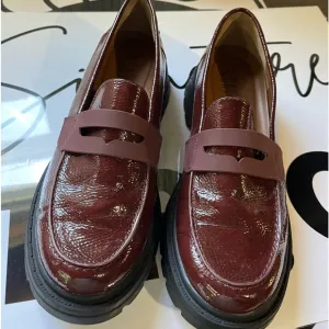 Franco Sarto Balin Burgundy Patent Lug Sole Penny Loafer Size 9 New $40