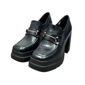Free People Double Stack Platform Loafer Black Size 38.5