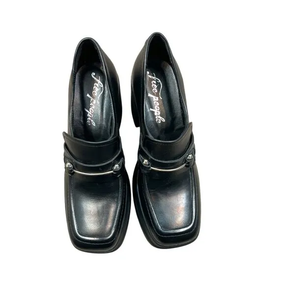 Free People Double Stack Platform Loafer Black Size 38.5