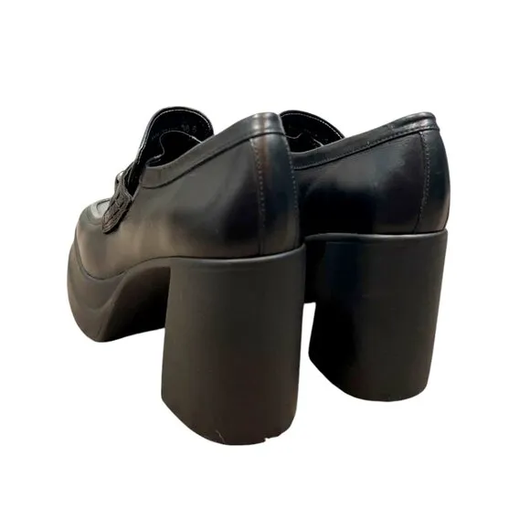 Free People Double Stack Platform Loafer Black Size 38.5