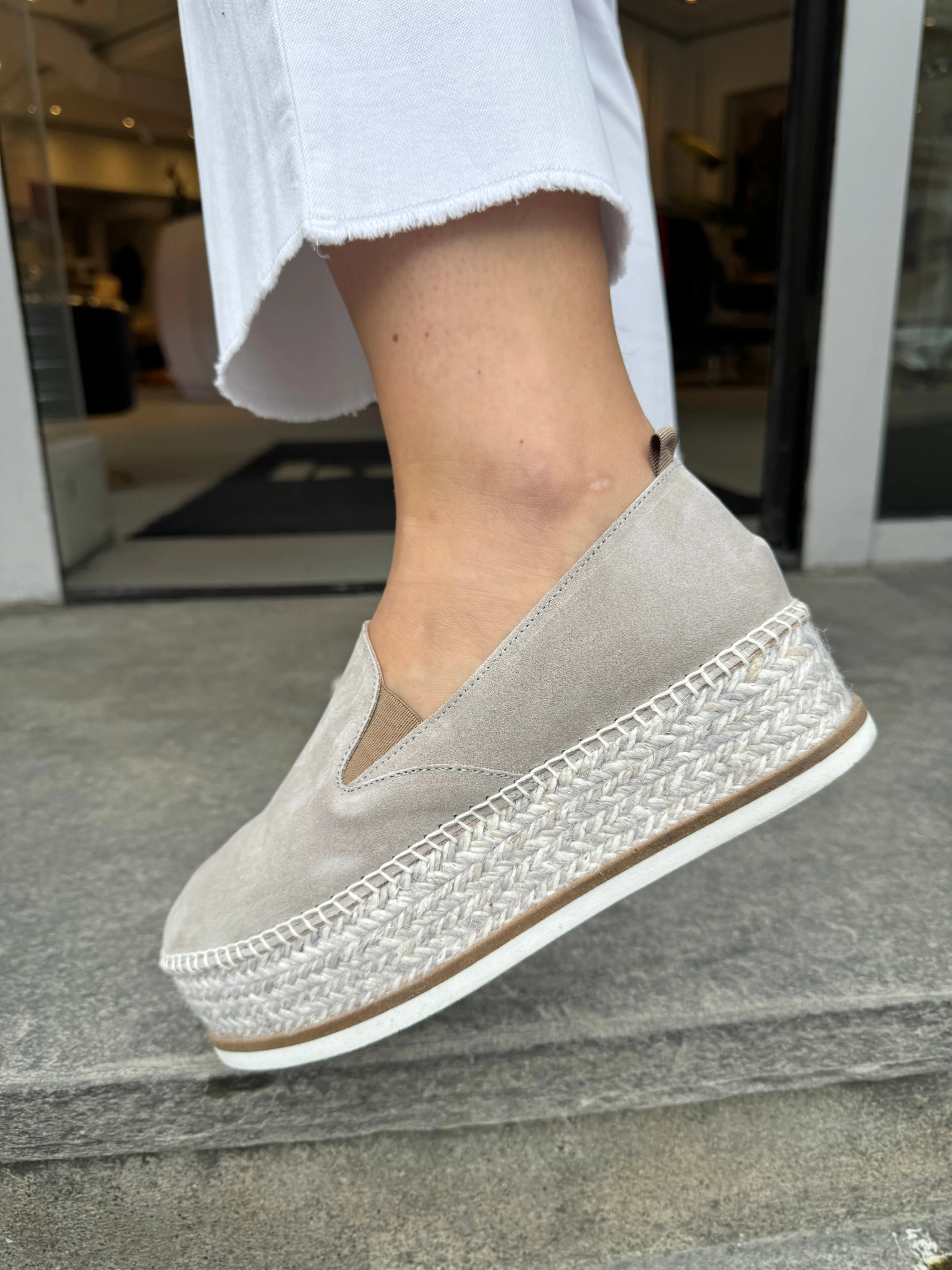 Gaimo Taupe semsket espadrillos med platå