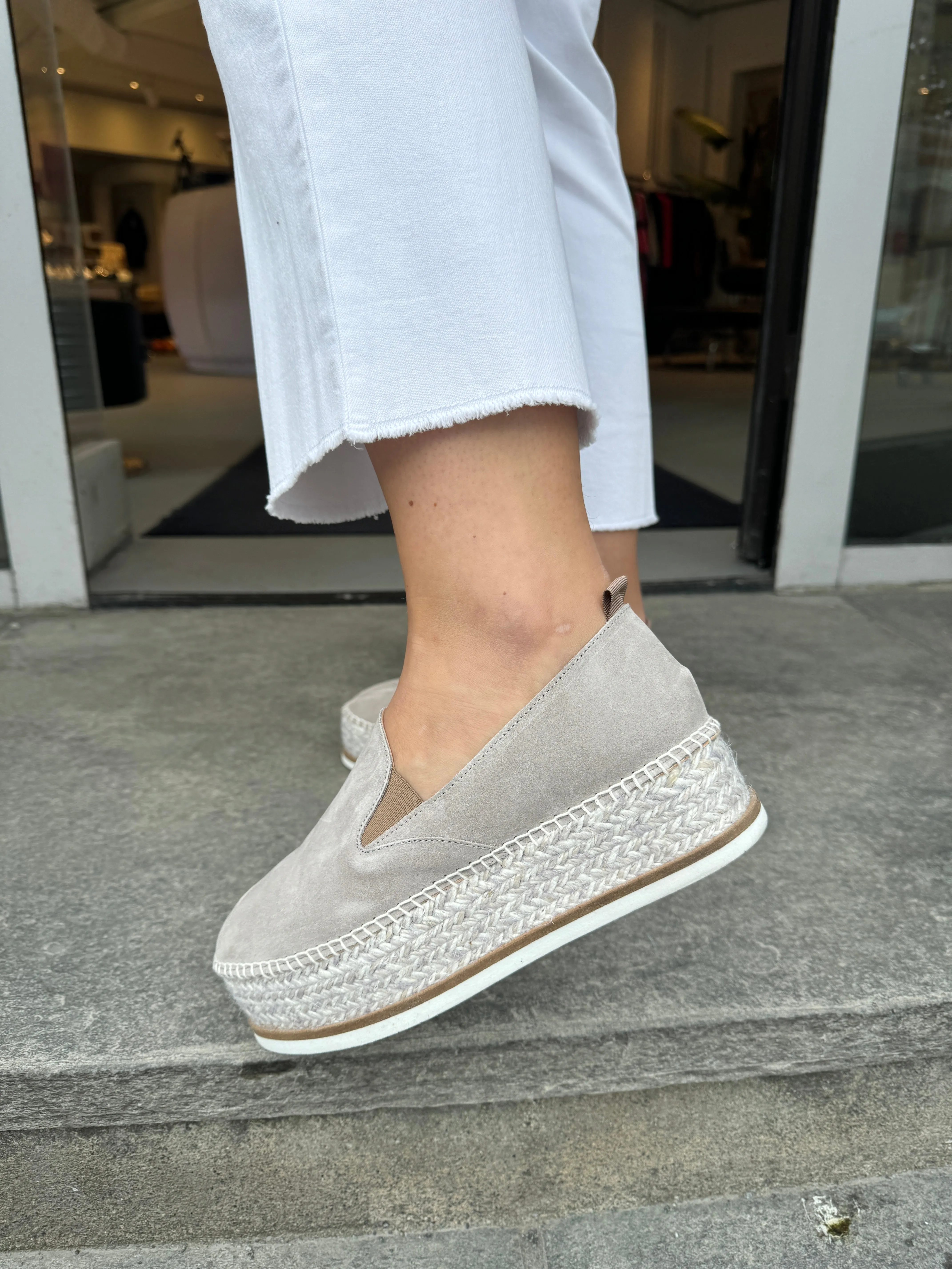 Gaimo Taupe semsket espadrillos med platå