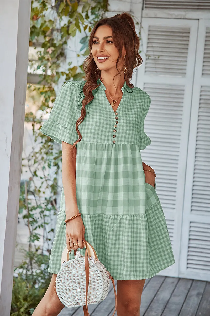 Genista French Doll Mini Dress - Green