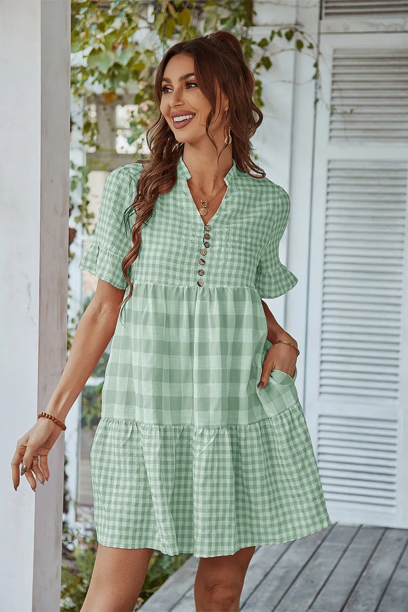 Genista French Doll Mini Dress - Green