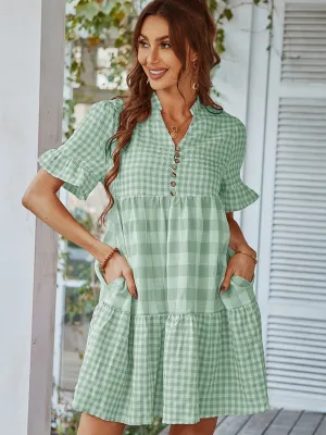 Genista French Doll Mini Dress - Green