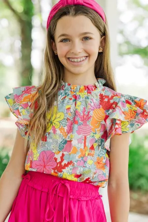Girls: Moving Up Pink Toile Blouse