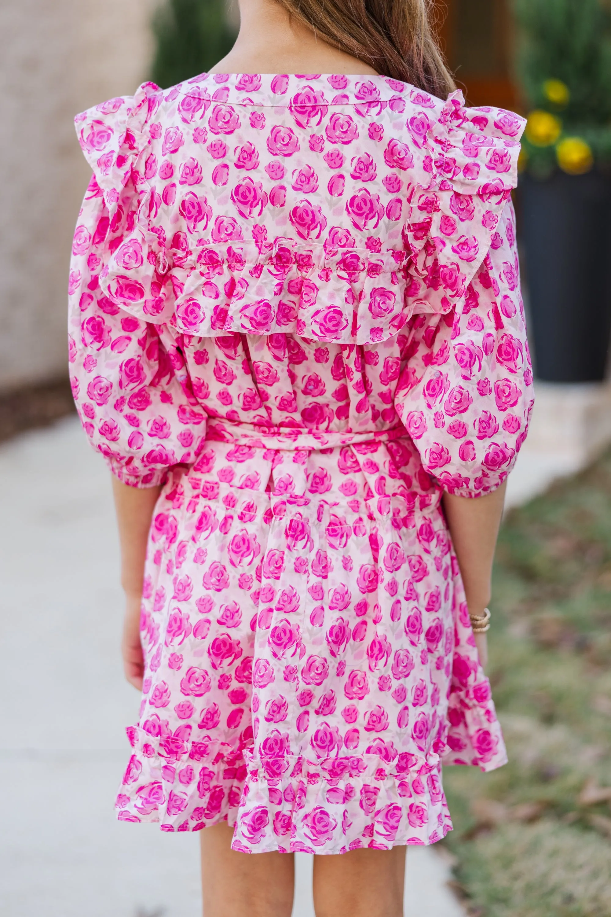 Girls: The Juliana Pink Floral Dress