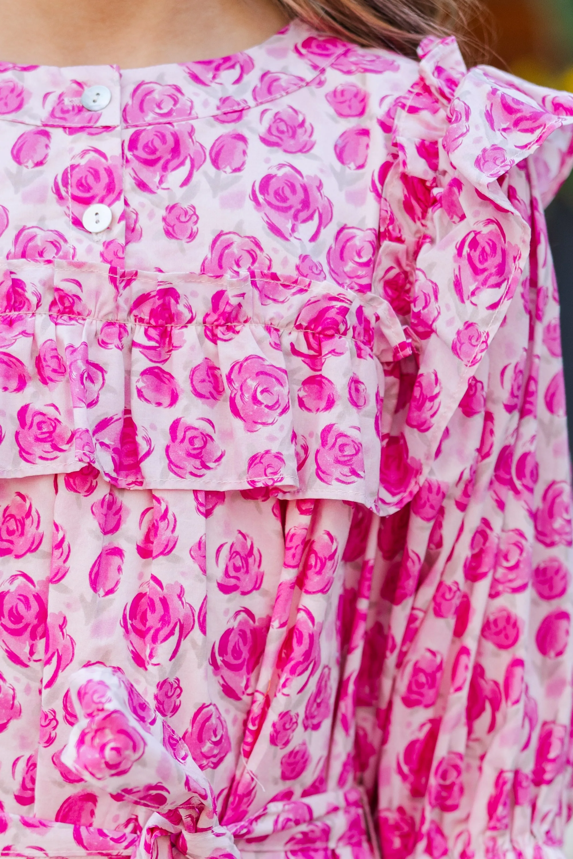 Girls: The Juliana Pink Floral Dress