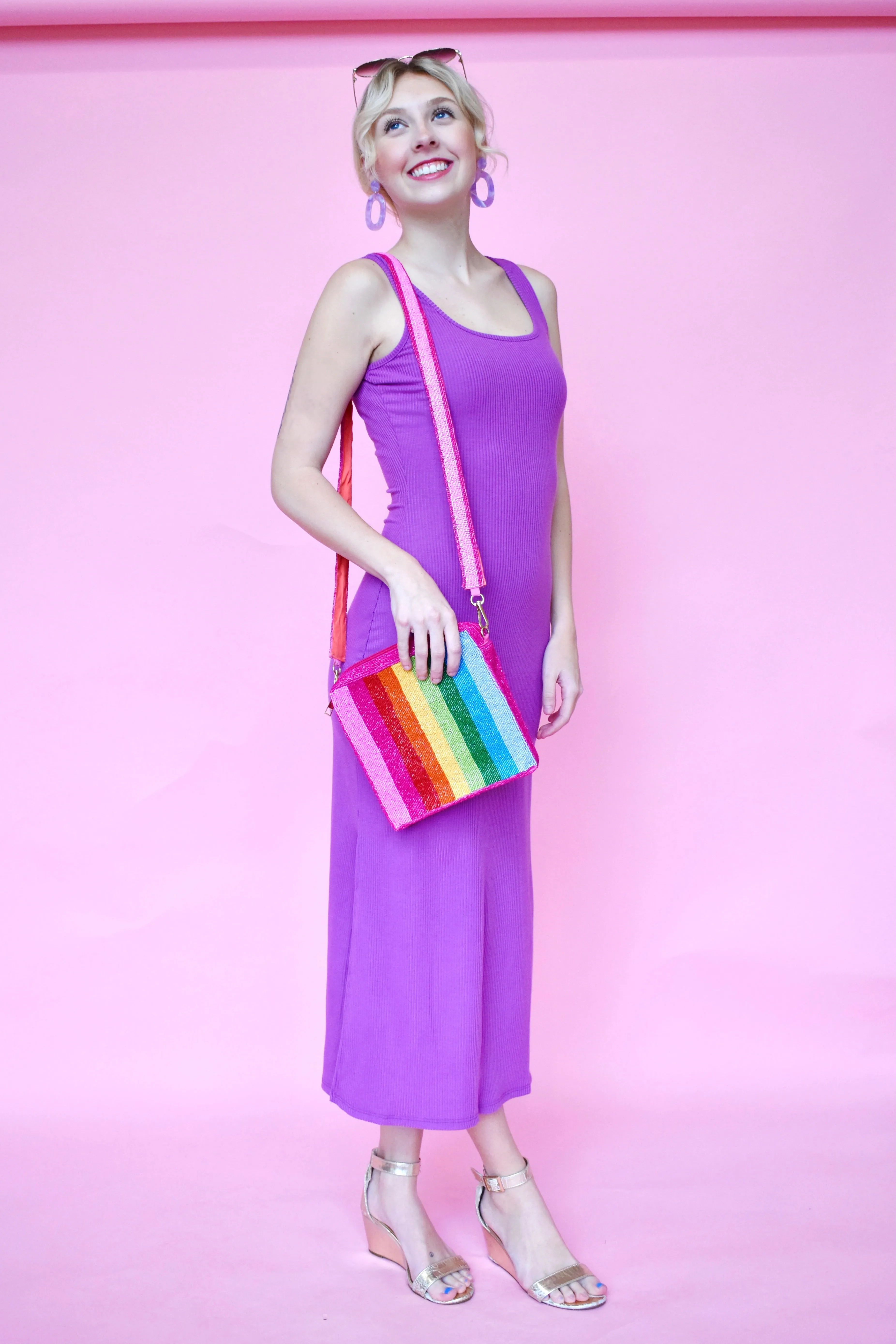 Grape Ribbed Sleeveless Midi Dress