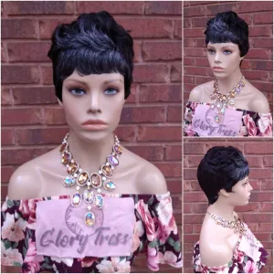 Gray Pixie Wig 100% Human Hair Wig For Women Salt And Pepper Wigs  Ombre Gray Razor Cut Wig Chemo Alopecia Wigs Glory Tress- STERLING QUEEN5