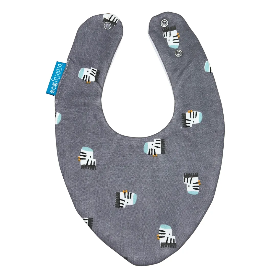 Grey Zebra Waterproof Dribble Bib
