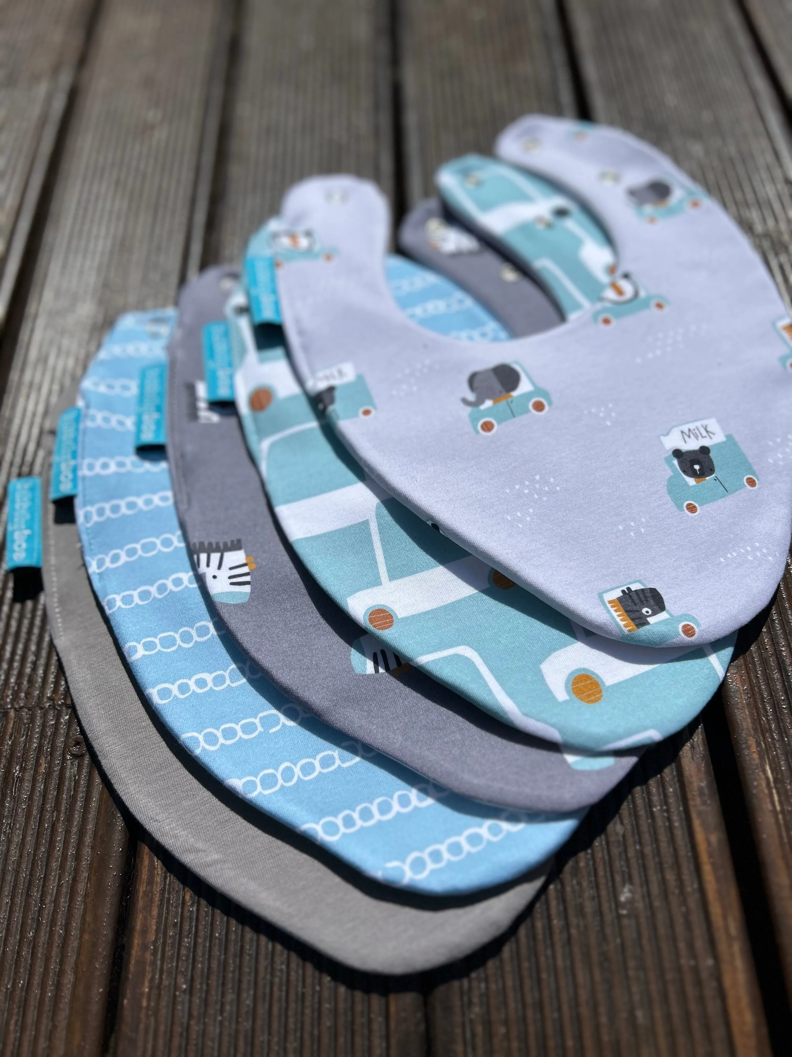 Grey Zebra Waterproof Dribble Bib