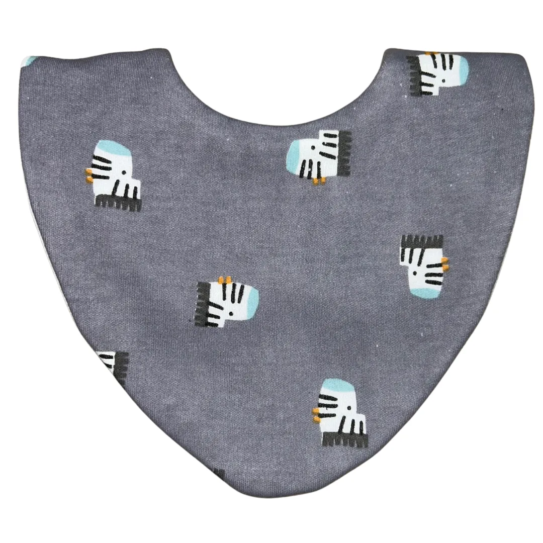 Grey Zebra Waterproof Dribble Bib