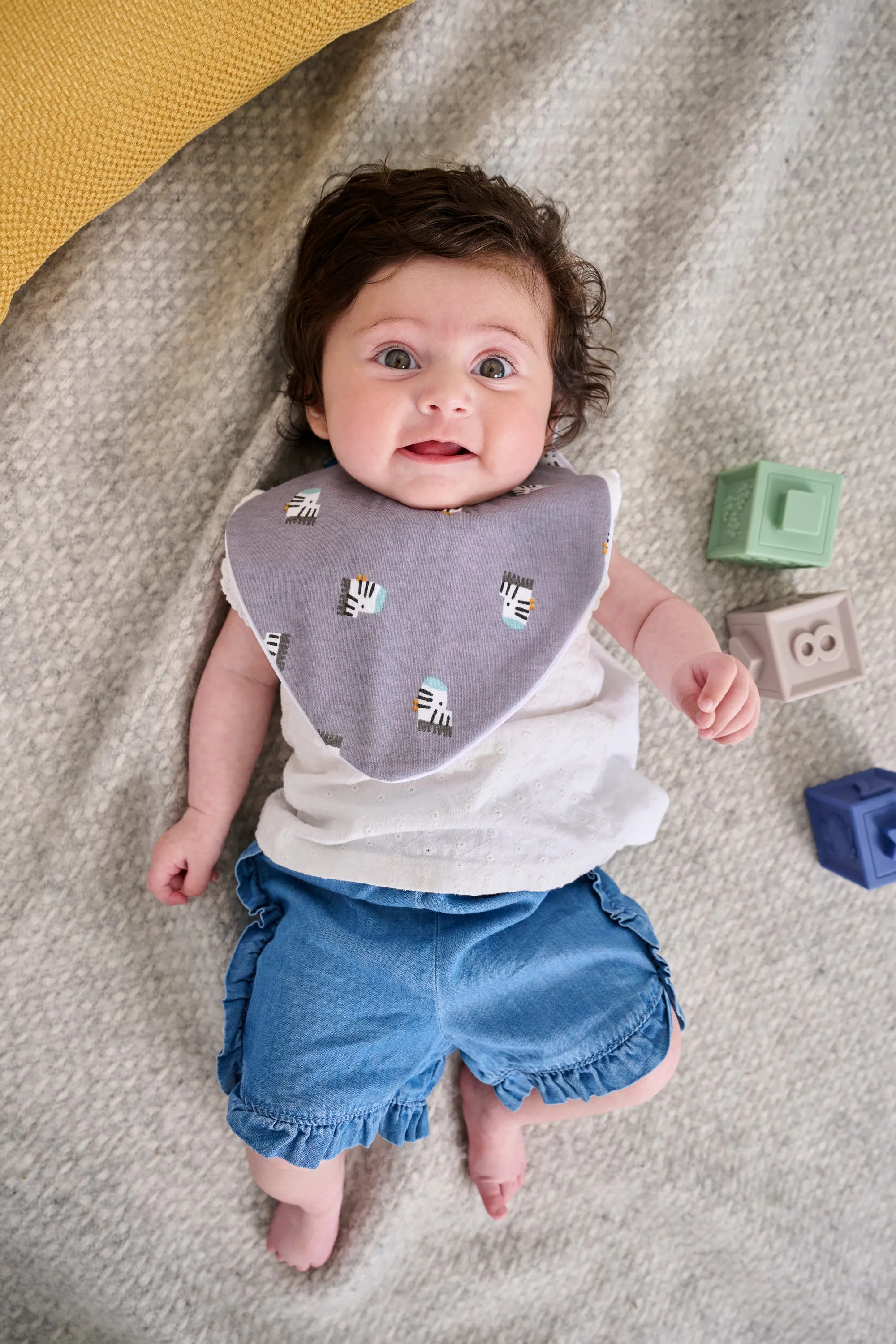 Grey Zebra Waterproof Dribble Bib