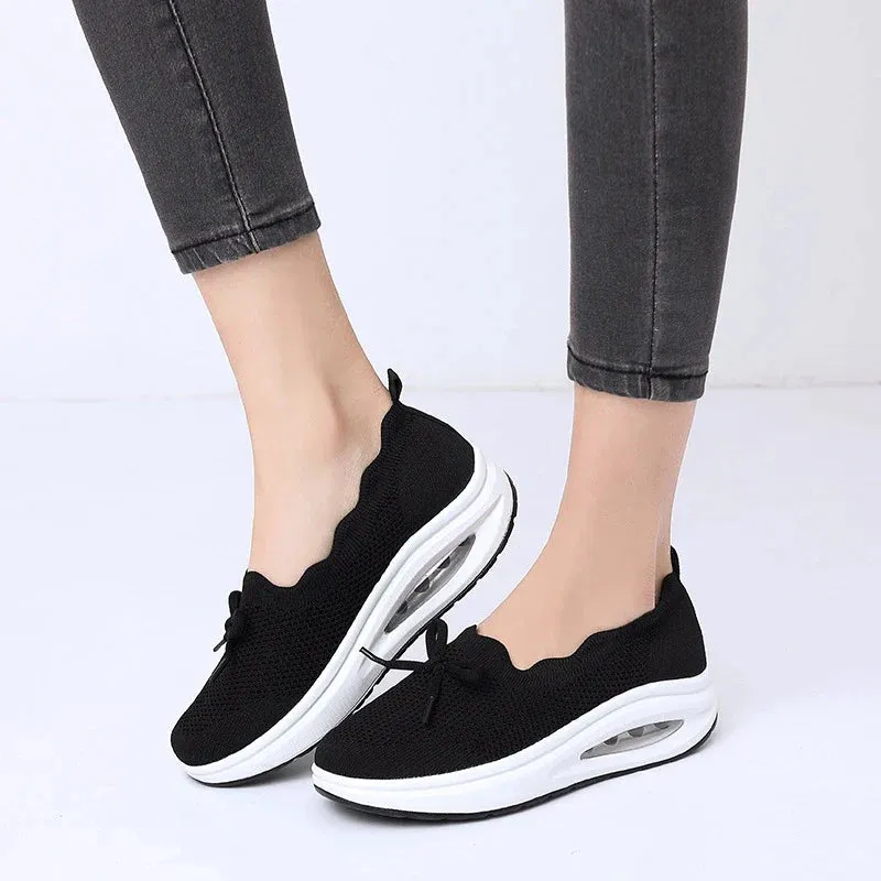 GS Knit Air | Ergonomische dames sneaker met dikke zool en strik
