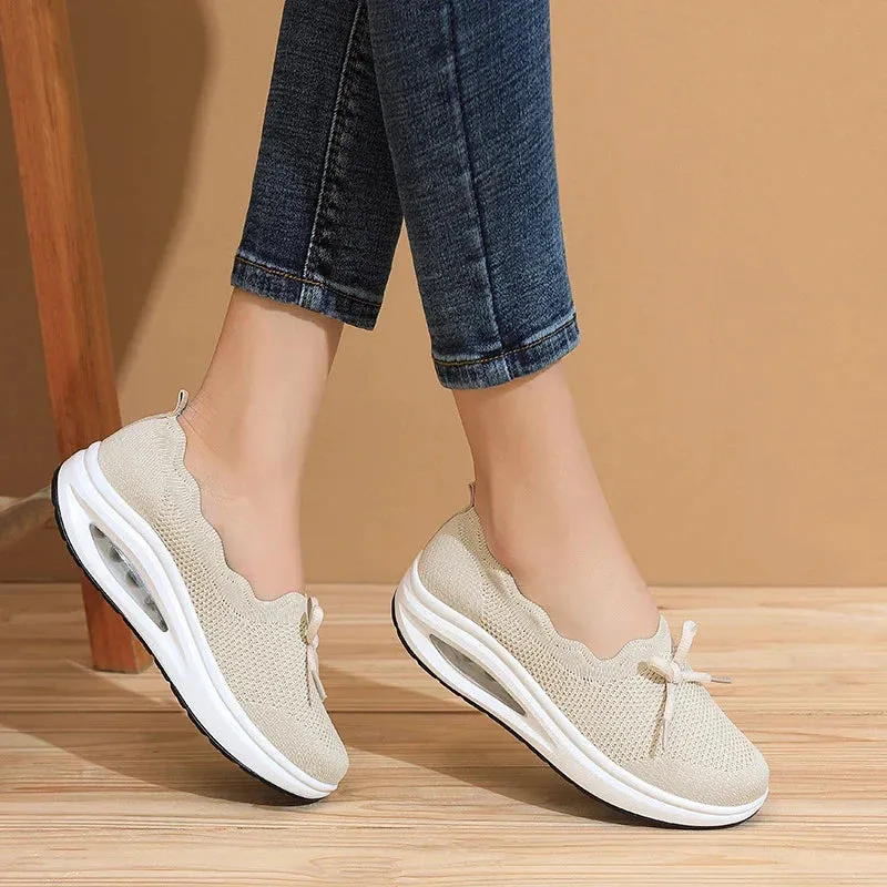 GS Knit Air | Ergonomische dames sneaker met dikke zool en strik