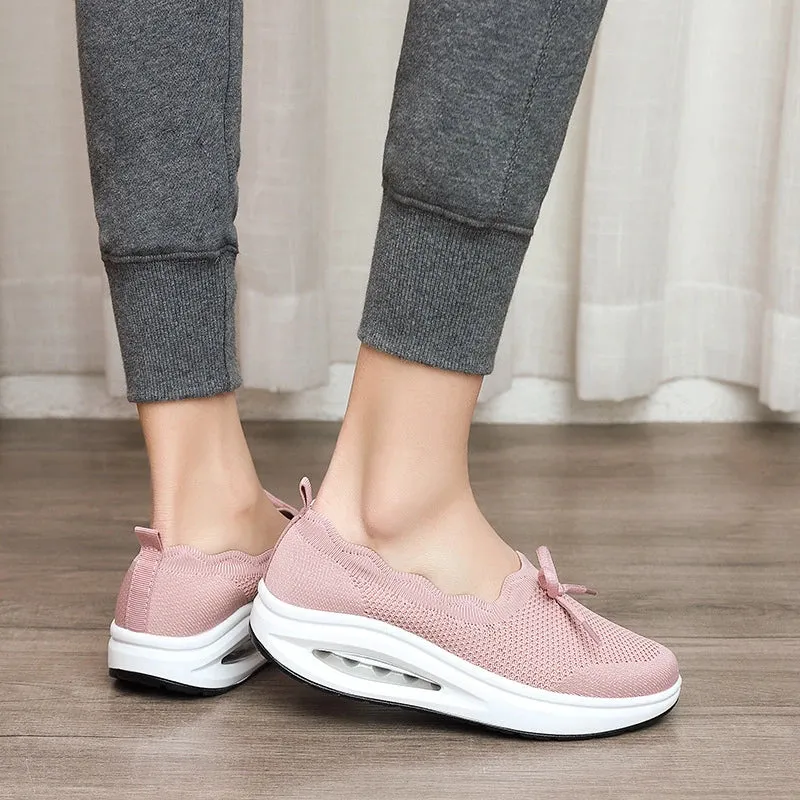 GS Knit Air | Ergonomische dames sneaker met dikke zool en strik