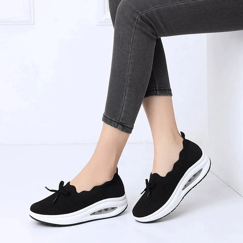 GS Knit Air | Ergonomische dames sneaker met dikke zool en strik