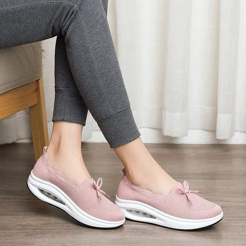 GS Knit Air | Ergonomische dames sneaker met dikke zool en strik